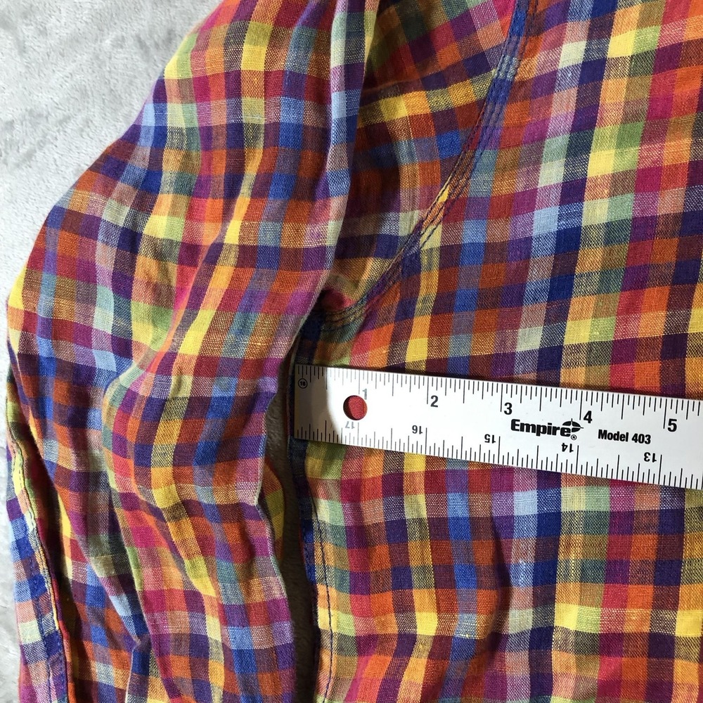 Bugatchi Uomo Shirt Mens Medium Multicolor Linen Long Sleeve Button Front - Picture 7 of 16